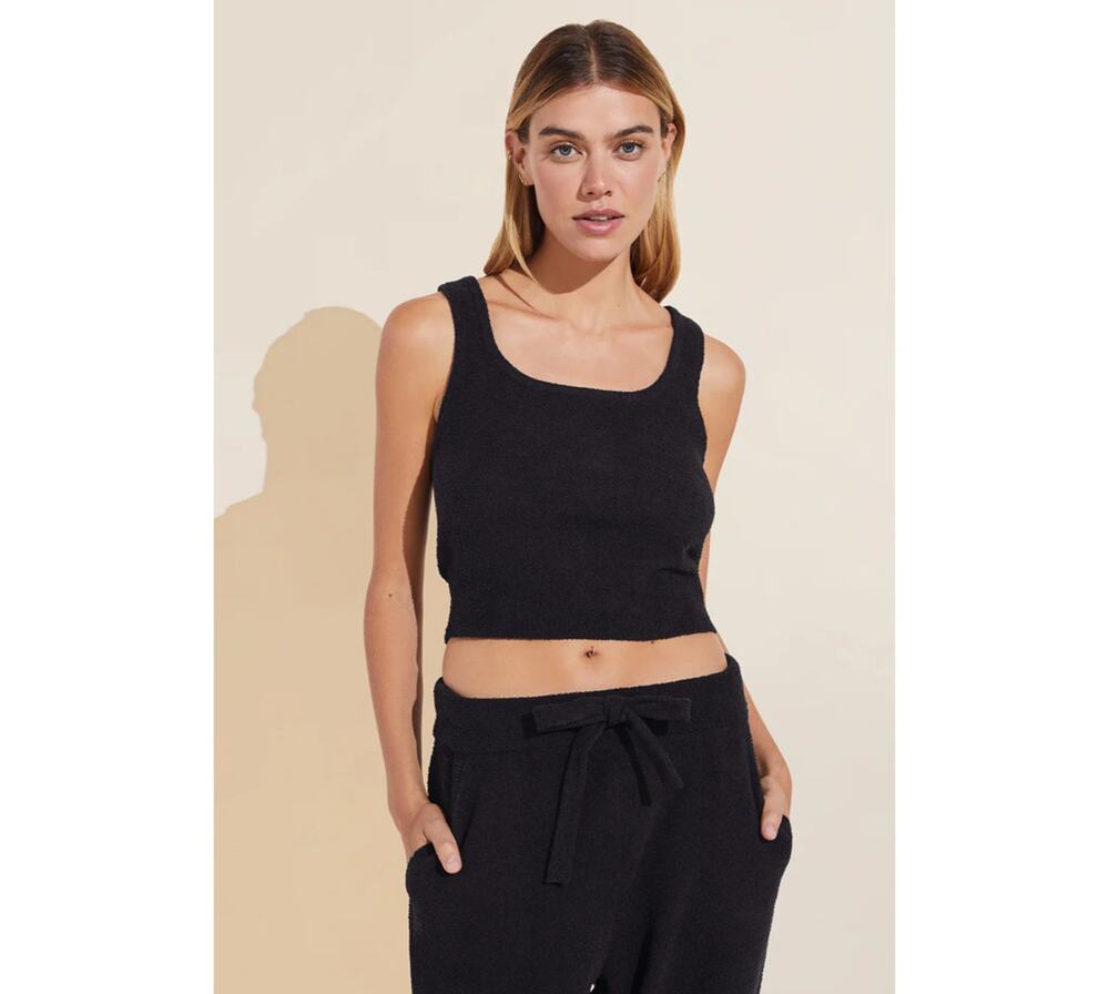 Eberjey Recycled Boucle Cropped Tank | Black | Large NEW